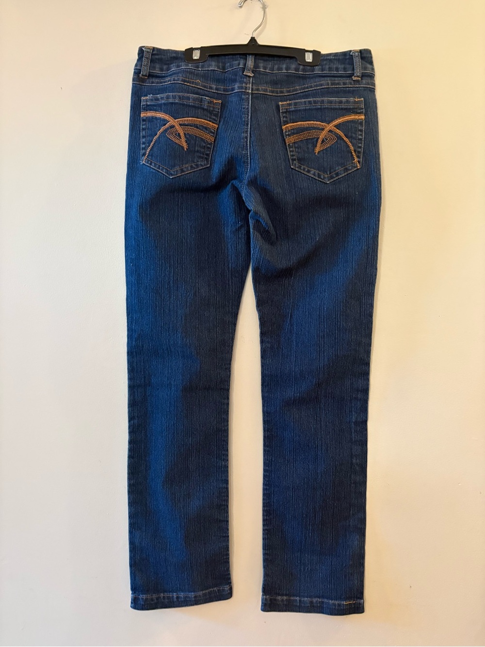 Vintage Y2K Side Street Dark Wash Jeans Gold Ankle Zipper Hem, women’s Sz 32.